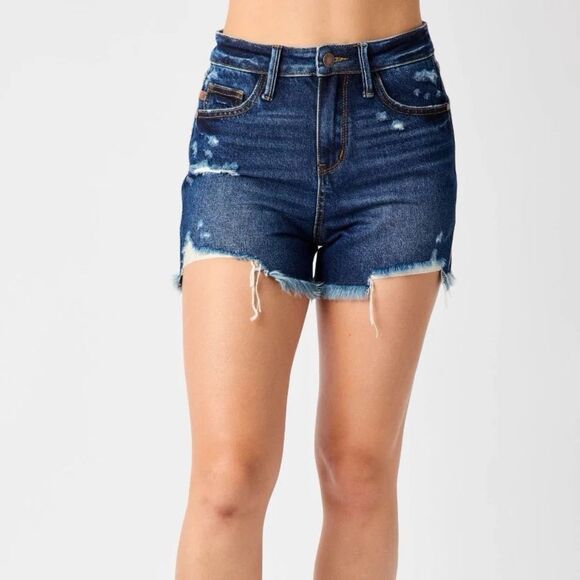 JUDY BLUE ~ High Waist Rigid Magic Fray Hem Shorts! Sz S US 1/3 28” W - Picture 1 of 10